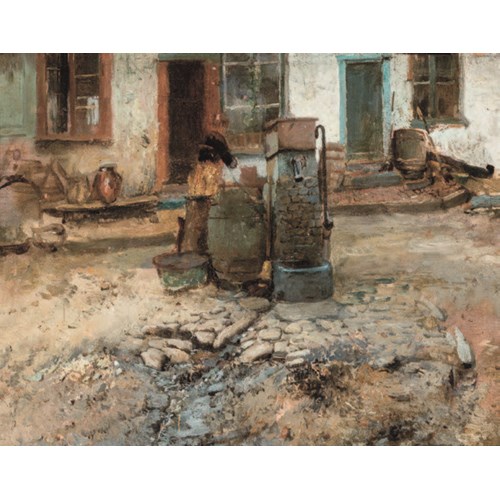 Binnenkoer met pomp, 1860-1870